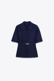 Plain Knit Belted Jacket at Zara