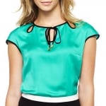 Plain green keyhole blouse at JC Penney