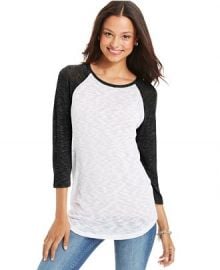 Planet Gold Juniors Slub-Knit Baseball Tee at Macys