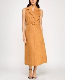 Planet Gold Juniors39 Faux-Suede Sleeveless Jacket Midi Dress - Macy39s at Macys