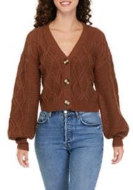 Planet Gold Long Sleeve Cropped Cable Knit Cardigan belk at Belk