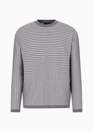 Plated wide-rib cotton-modal blend jumper EMPORIO ARMANI Man at Armani