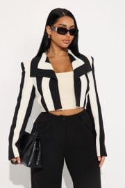Playing Mind Games Cropped Blazer - BlackWhite Fashion Nova at Fashion Nova