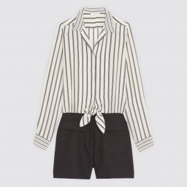 Playsuit with Striped Tie-Front Shirt by Sandro at Sandro