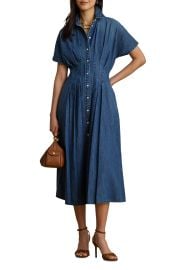 Pleat Denim Shirtdress at Nordstrom