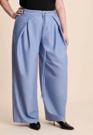 Pleat Detail Trouser With Long Belt ELOQUII at Eloquii