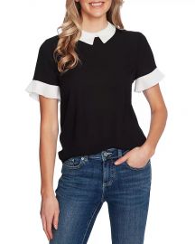 Pleat Sleeve Collared Crepe Blouse by Cece at Bloomingdales