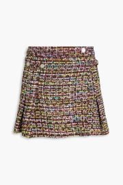 Pleated Boucle Tweed Mini Skirt at The Outnet