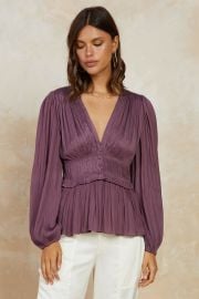 Pleated Button Front Blouse CURRENT AIR at Current Air