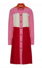 Pleated Color Block Crepe Midi Dress at Moda Operandi