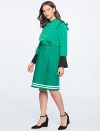 Pleated Contrast Cuff Dress at Eloquii