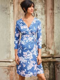  Pleated Floral Maternity Wrap Dress at A Pea in the Pod