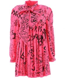 Pleated Graffiti Logo Dress by Balenciaga at Cettire