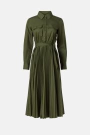 Pleated Green Midi Shirt Dress by Derek Lam 10 Crosby x RTR Rent the Runway at Rent the Runway
