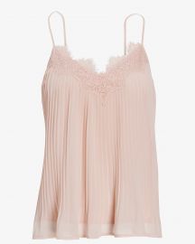 Pleated Lace Trim Cami at Express