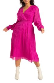 Pleated Long Sleeve Dress by Eloquii at Nordstrom