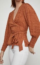 Pleated Shoulder Wrap Top by BCBGMAXAZRIA at BCBG