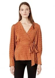 Pleated Shoulder Wrap Top by Bcbgmaxazria at Amazon