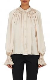 Pleated Silk Satin Blouse by Co at Barneys