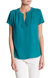 Pleated Split Neck Blouse at Nordstrom Rack