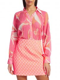 Pleated Stencil Floral Shirt at Saks Fifth Avenue