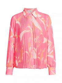 Pleated Stencil Floral Shirt by Milly at Saks Fifth Avenue