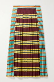 Pleated Striped Gabardine Midi Skirt by Philosophy di Lorenzo Serafini at Net A Porter