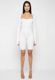 Pleated Vegan Leather amp Bandage Playsuit - White Manire De Voir USA at Maniere De Voir