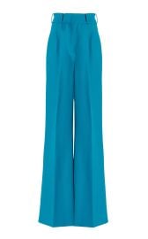 Pleated Wool-Gabardine Wide-Leg Trousers By Sergio Hudson at Moda Operandi