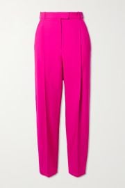 Pleated Wool Tapered Pants in Bright Pink by Alexander McQueen at Net A Porter