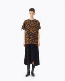 Pleated Zebra Print T-Shirt Dress at Phillip Lim