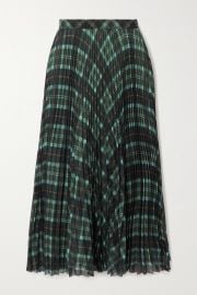 Pleated checked crepe midi skirt at Net a Porter