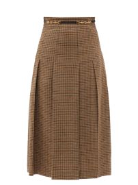 Pleated checked linen midi skirt at Matches