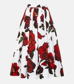 Pleated floral cotton midi skirt Alexander McQueen at Mytheresa