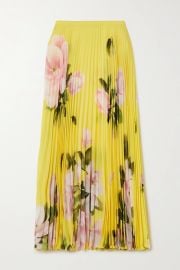 Pleated floral-print silk-crepe midi skirt at Net a Porter