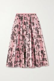 Pleated floral-print taffeta midi skirt at Net a Porter