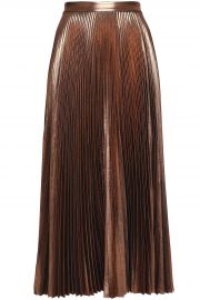 Pleated lamé midi skirt at The Outnet