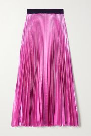 Pleated lamé midi skirt at Net a Porter