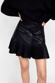 Pleated leather skirt at Zara