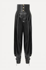 Pleated leather tapered pants at Net a Porter