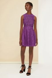 Pleated mini dress in eco lace in Anemone at Patou