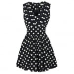 Pleated polka dot dress at Amazon