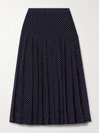 Pleated polka dot silk crepe midi skirt bu Alessandra Rich at Net a Porter