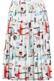 Pleated printed crepe de chine skirt at The Outnet