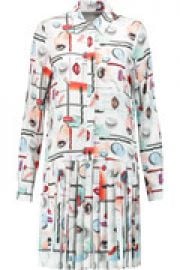 Pleated printed voile mini dress at The Outnet