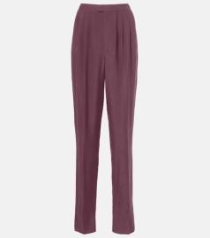 Pleated silk straight pants at Mytheresa