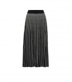 Pleated striped knit midi skirt at Mytheresa