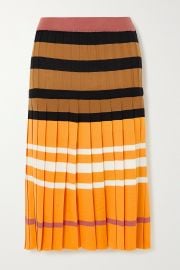 Pleated striped wool skirt at Net a Porter