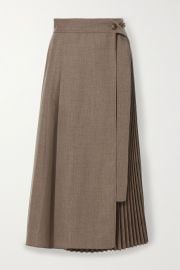 Pleated wrap wool midi skirt at Net A Porter