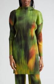 Pleats Please Issey Miyake Abstract Print Pleated Long Sleeve Dress at Nordstrom